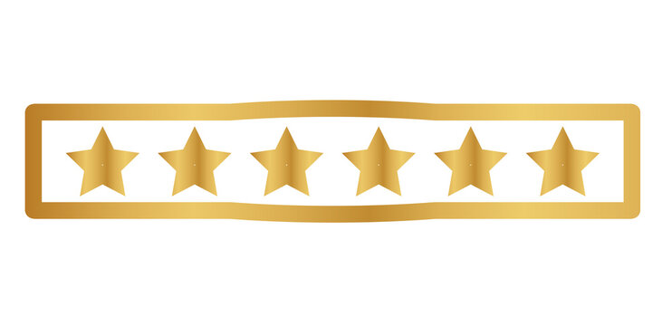 Gold Six Star Rating Frame PNG Isolated on Transparent Background.golden crown of thorns