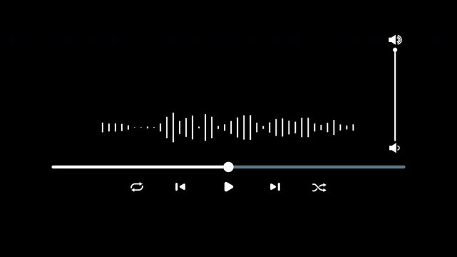 Music player UI. Suitable for websites or apps related to music or sound, this audio player interface features controls for playback and volume adjustment.