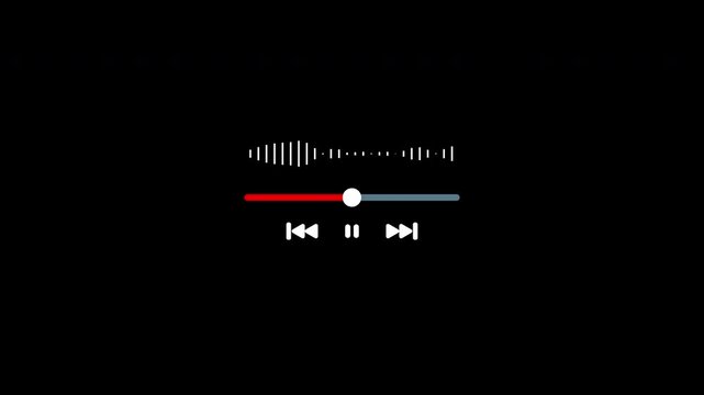Music player UI waveform interface for track progress and playback control. Suitable for music apps, websites, multimedia projects, and digital media.