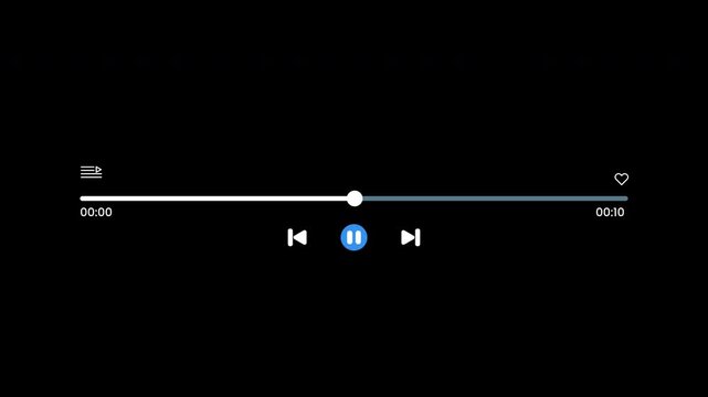 Music player UI. Perfect for web and app design projects needing sleek digital interface elements with user controls, progress bars, and time counters.