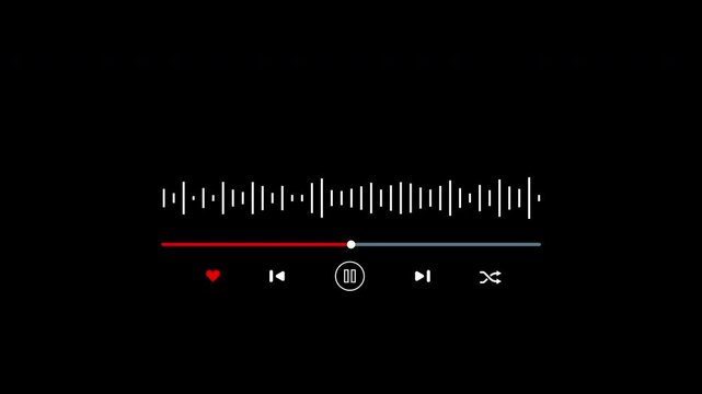 Music player UI. Suitable for digital media player apps, websites, and technologyrelated projects. Graphic elements for audio player interfaces and controls design.