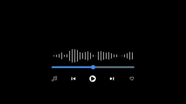 Music player UI player with skip, pause, play, and heart icon controls for intuitive music interface design suitable for web development.