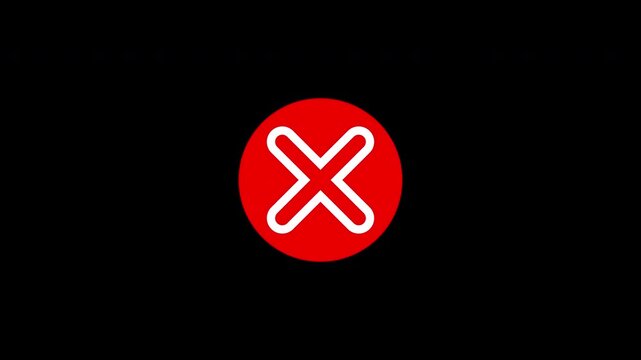 Red wrong decline sign white cross mark icon for simple graphic designs. Suitable for logos, infographics, presentations, and web designs.