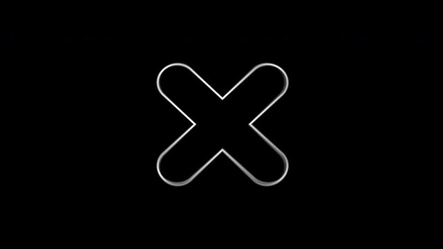 Red wrong decline sign. Suitable for tech, design, minimalistic branding, the microstock asset features a clean white rounded x shape on a black background.