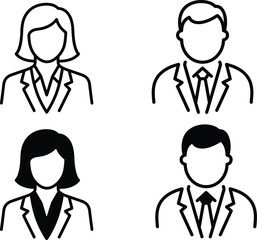 Fototapeta premium Professional Business People Avatars Businessman and Businesswoman Vector Icons Set for Corporate Profile User Teamwork and Diversity