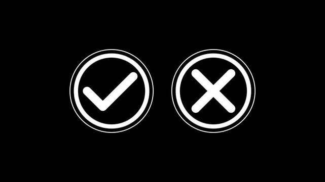 Red wrong decline sign and cross in circular borders on black background for presentations, infographics, web design, reports, and social media posts.