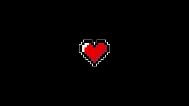 Animation pixel heart icon perfect for video games health indicators, gaming apps, electronic designs, and digital interfaces.