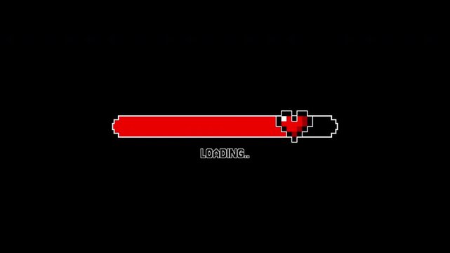 Animation pixel heart progress bar symbol for game ui design. Suitable for health indicator in indie games, retrostyle apps, and websites.