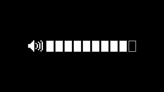 Animation volume slider control bars for sound interface design in monochromatic display, suitable for music apps, audio software, and websites.