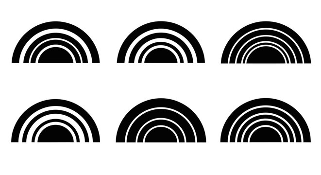 Black and white minimalist abstract rainbow shape pattern background