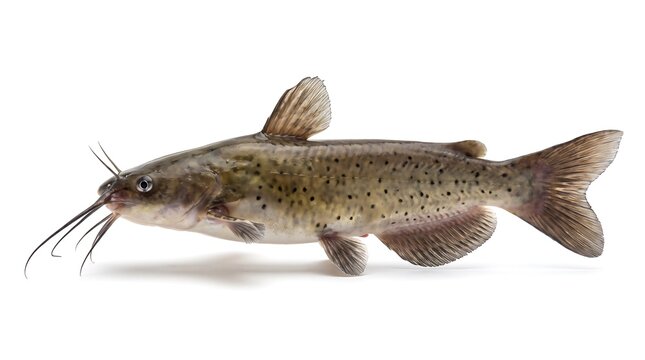 A single channel catfish isolated on a plain white background.