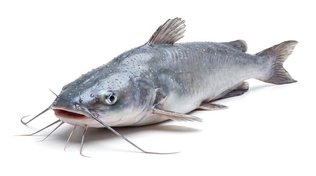 Fresh whole raw catfish isolated on a white background.