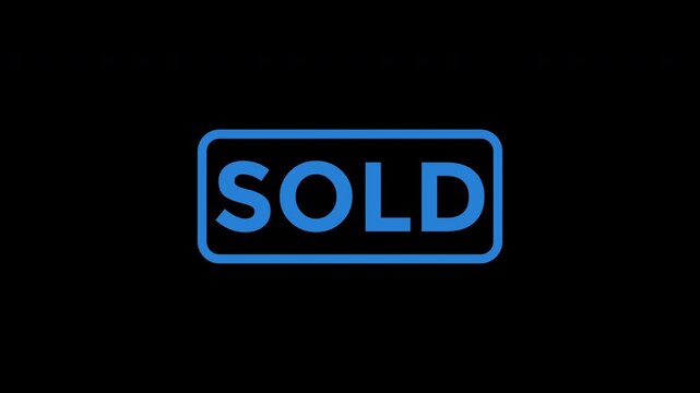 Sold out stamp text inside rounded rectangular border on black background, perfect for modern, clean design projects needing a pop of color.