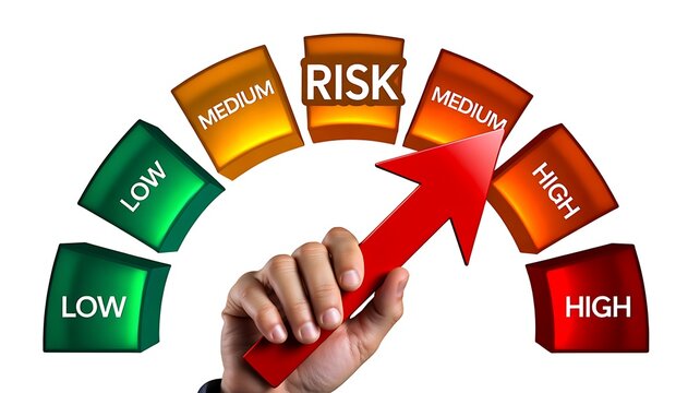 Business risk assessment indicator with increasing risk level analysis concept