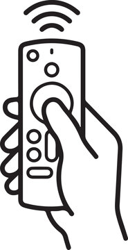 "Hand Holding Smart Remote Control Minimalist Line Icon"