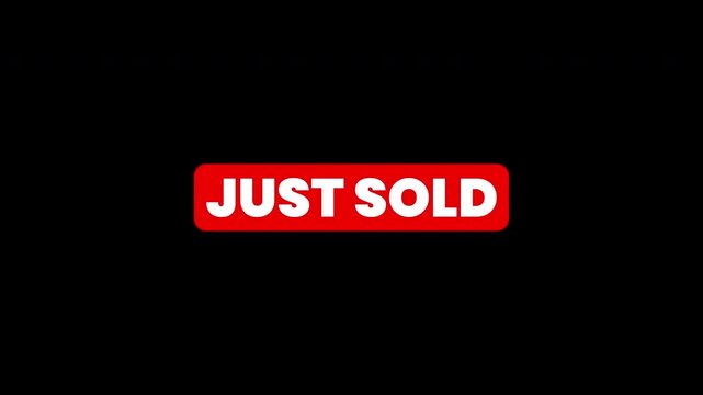 Sold out stamp red rectangular label with white uppercase text on a black background, suitable for sales or promotional graphics for various products.