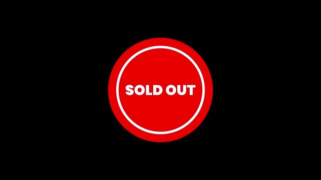Sold out stamp red circle with white sold out text on black background. Suitable for sales promotions, marketing, online shopping graphics.