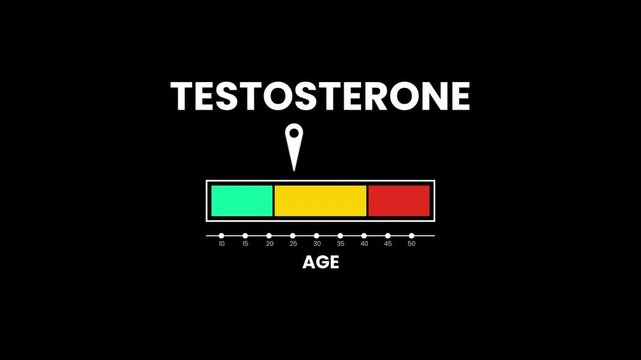 Animation testosterone level visualization graphic for age measurement. Ideal for medical presentations, educational materials, health blogs, and hormonerelated content.