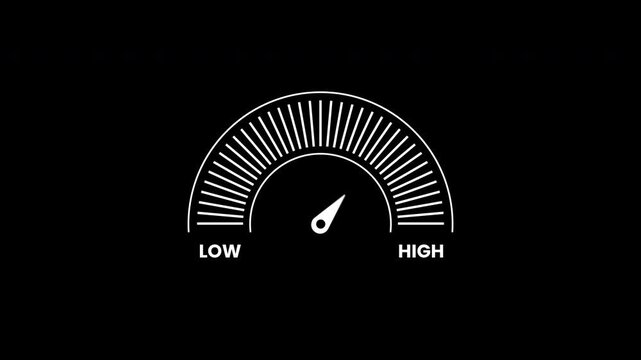 Animation testosterone level gauge indicator with contrasting symbols on a black background. Ideal for digital interfaces, ui designs, technology concepts.