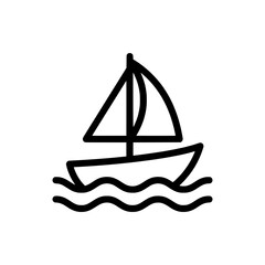 Sailboat triangular sail wavy water sailing marine transport outline vector icon © EngAhmedPixel