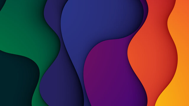 Abstract colorful background with wavy paper cut layers