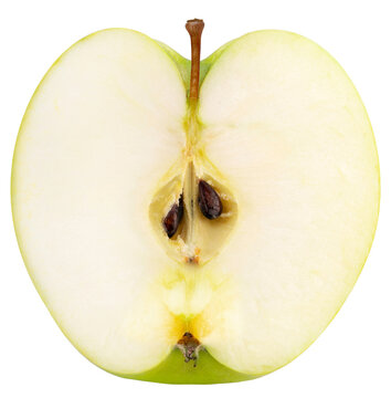 Fresh Green Apple on White background, with clipping path, gourmet beverage branding and premium food packaging design png file.