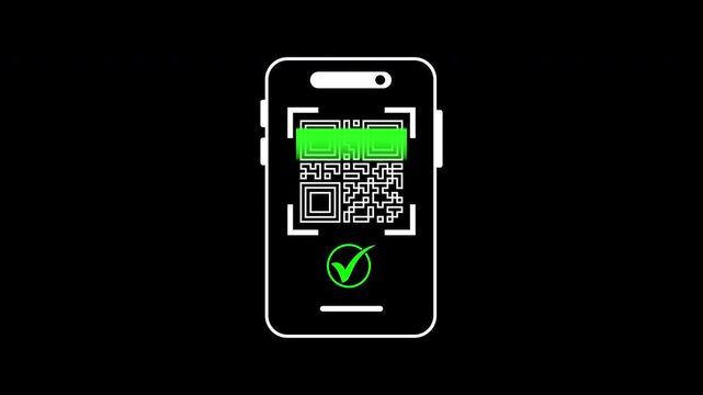 Scan QR code barcode animation. Perfect for showcasing mobile app or software functionality in marketing materials, presentations, or websites with a modern and techsavvy presence.