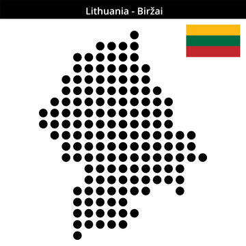 Map of Lithuania region Biržai in large size dots
