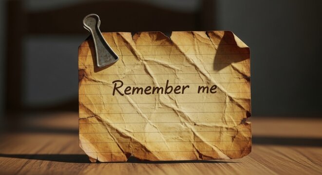 Old broken clay tablet with remember me message
