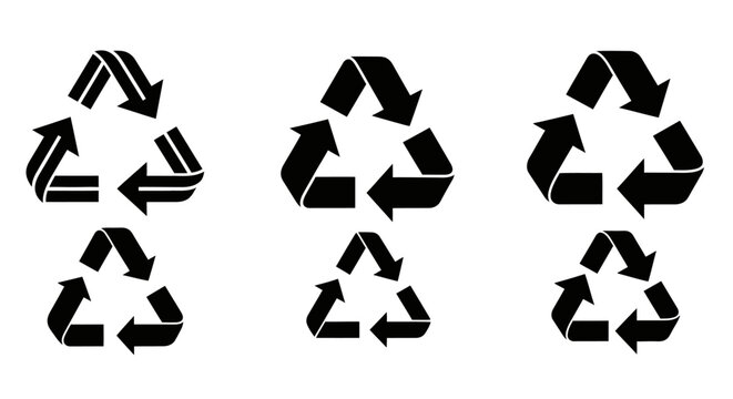 Black recycling loop arrows representing waste management and sustainability