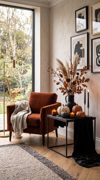 Elegant Luxury Halloween Home Decor with Pumpkins and Candles