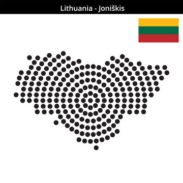Map of Lithuania region Joni&scaron;kis in concentric large dots