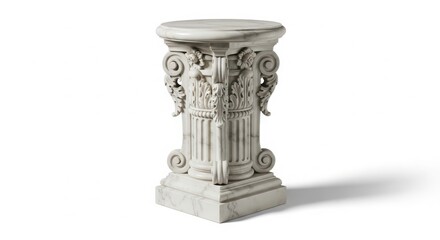 Fototapeta premium Classical stone pedestal column for statue display with pedestal classical architectural sculpture furniture structure interior exterior foundation majestic ornament monument sculpted