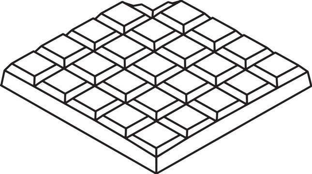 Isometric grid pattern vector, abstract geometric background with repeating squares, minimalist black and white graphic resource for design projects, technical illustration element