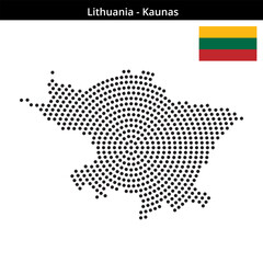 Fototapeta premium Map of Lithuania region Kaunas in concentric medium dots