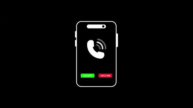 Scammers display incoming calls screen outline with green accept and red decline buttons, suitable for mobile app interfaces and communication concepts.