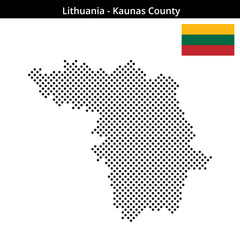 Obraz premium Map of Lithuania region Kaunas-County in medium sized cross shaped dots