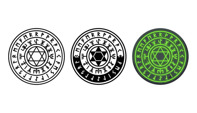 Abstract circular pattern with green radial design and black dots