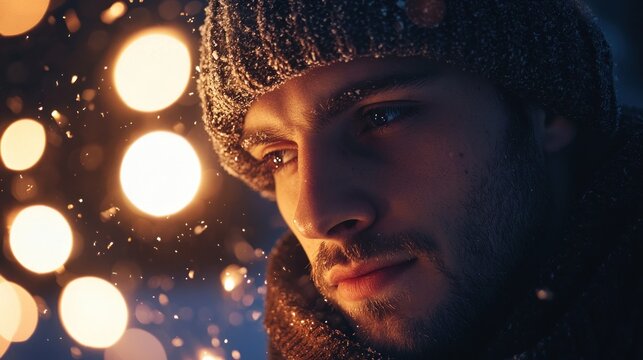 Winter night portrait