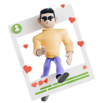 Interactive Social Post 3D Illustration
