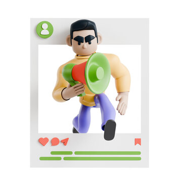 Content Promotion Profile 3D Illustration