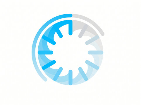  Futuristic loading spinner progress bar illustration with abstract light blue gear or turbine shape isolated on white background