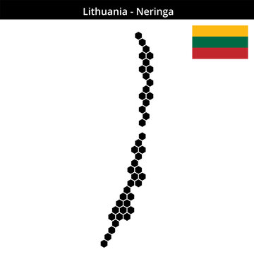 Map of Lithuania region Neringa in medium hexagonal dots