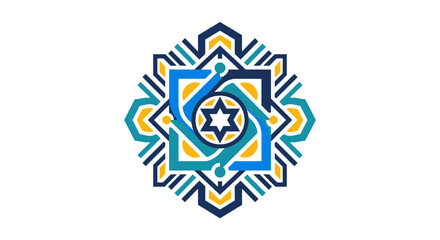 Obraz premium Abstract Geometric Pattern With Central Star Emblem