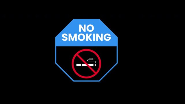 No smoking sign. Suitable for use in antismoking campaigns or signage, showcasing a distinct blue octagonal design with a bold red crossed cigarette. Great for health promotions.