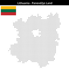 Fototapeta premium Map of Lithuania region Panevėžys-Land in small size dots