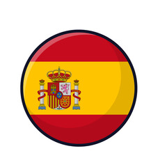 Obraz premium Spain flag icon in a round button. Circular Spanish national emblem for web design.