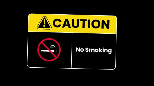 No smoking sign caution sign with cigarette icon symbolizing prohibited smoking on black background. Suitable for antismoking campaigns, signage, and healthrelated designs.