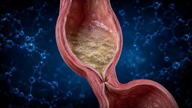 Barrett's Esophagus with Intestinal Metaplasia, Precancerous Esophageal Mucosal Changes and Gastrointestinal Pathology, Medical Illustration