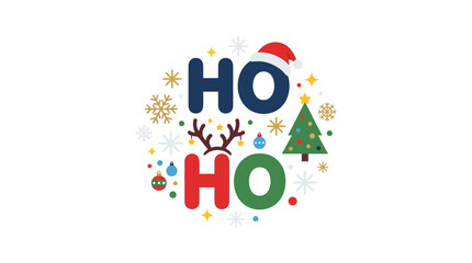 Fototapeta premium Festive winter holiday typography with ornaments and decorative icons